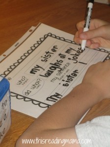 roll a sentence recording sheet