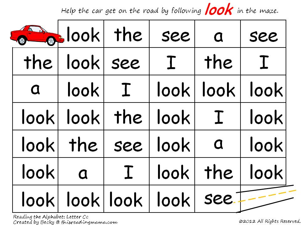 word  for look the sight sight word maze activities preschool word