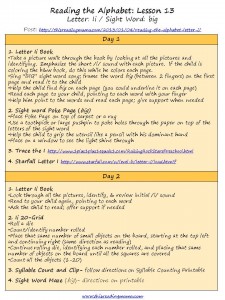 5-Day Lesson Plan Outline for Letter Ii