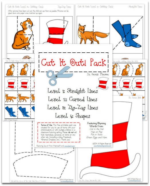 FREE Dr. Suess Themed Cut it Out! Pack by This Reading Mama