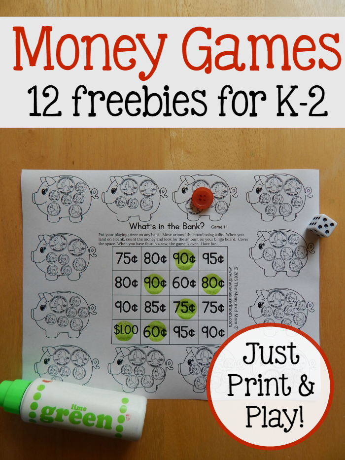 Print & Play Money Games for K2 Learners This Reading Mama