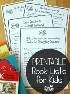 Printable Book Lists for Kids