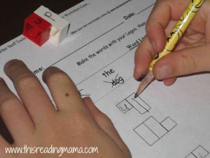 recording sheet for LEGO letters