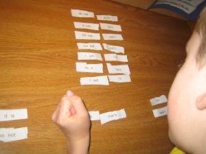 matching contractions from Words Their Way