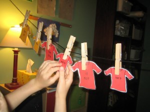 Matching contractions with T-Shirts on the clothesline