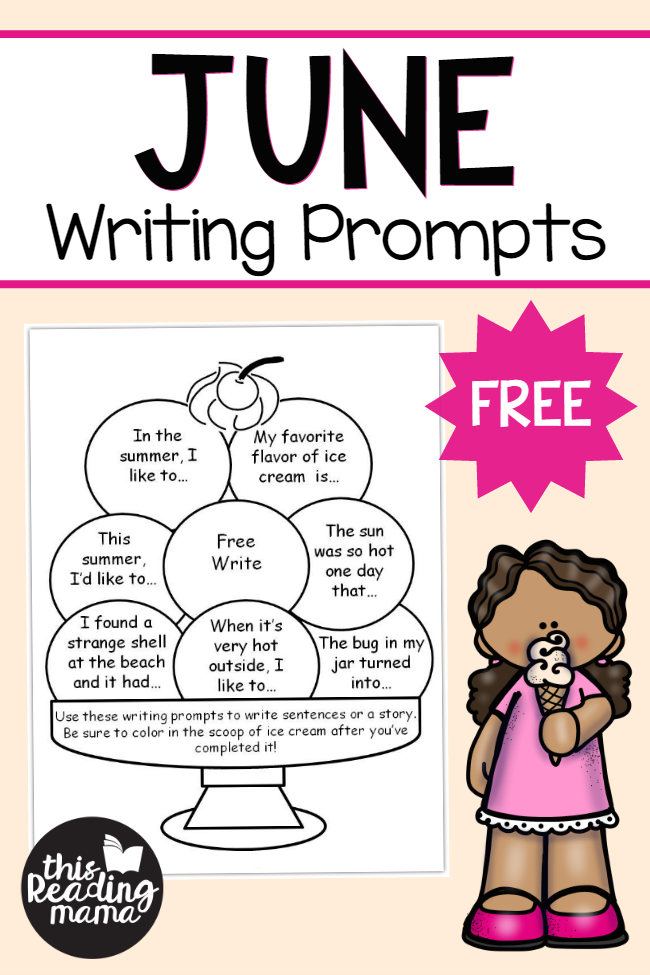 FREE June Writing Prompts - Write and Color - This Reading Mama