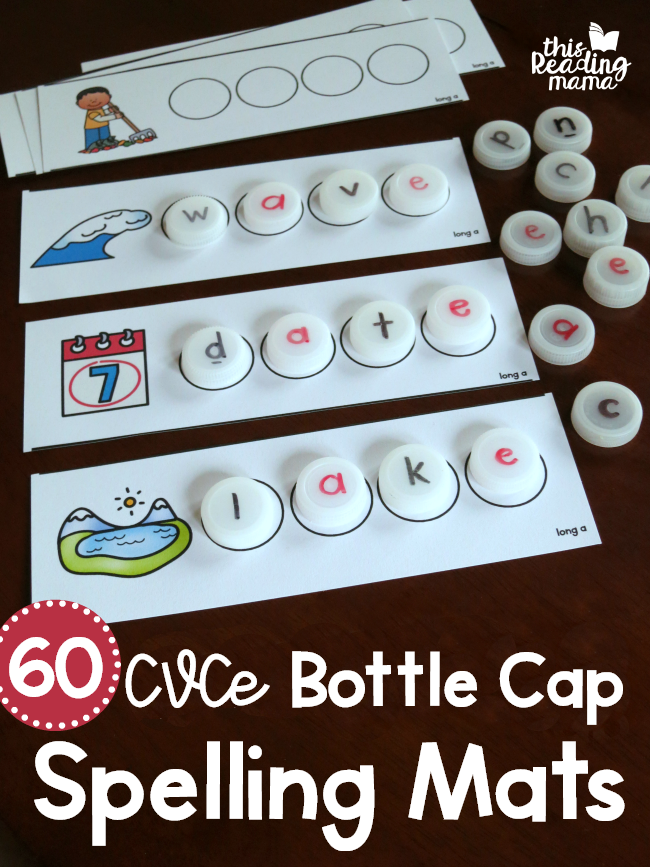 60 FREE CVCe Bottle Cap Spelling Mats - This Reading Mama