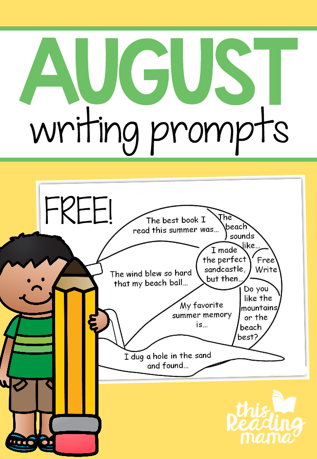 FREE August Writing Prompts - Write then Color - This Reading Mama