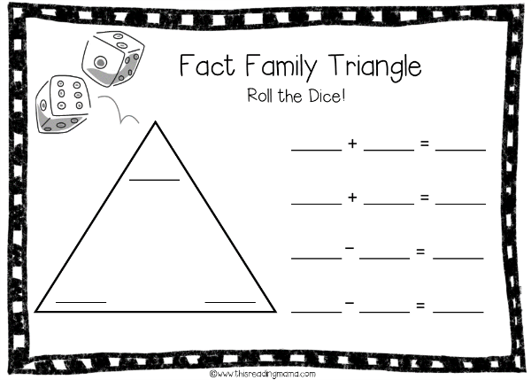 Fact Family Triangle Game Board for Addition and Subtraction