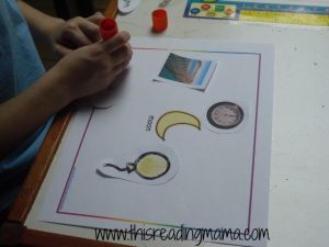 rhyming activity with MOON
