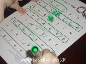 sight word search for see