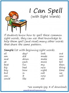 I Can Spell Directions, spelling sight words by analogy