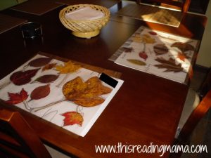 leaf place mats on table