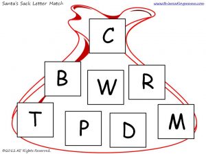 Santas Sack Letter Match, matching beginning letter sounds