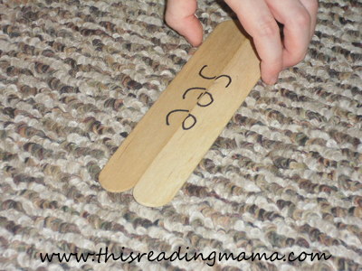 photo of using craft sticks to spell words