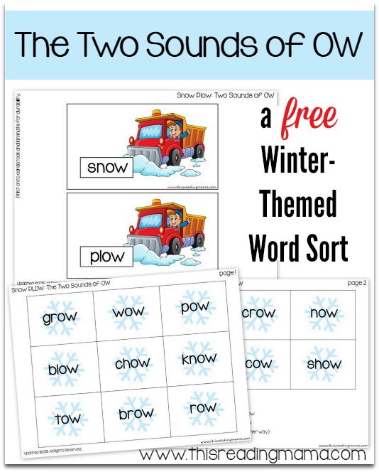 FREE Snow-Themed Word Sort: The Two Sounds of OW