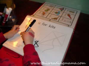 photo of K is for Kite Tracing Page