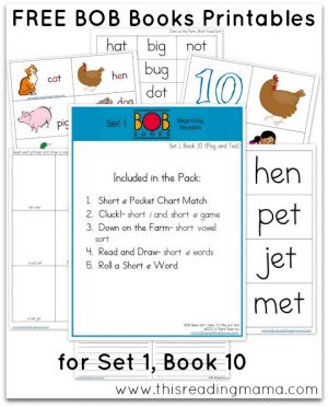 FREE BOB Book Printables: Set 1, Book 10 - This Reading Mama