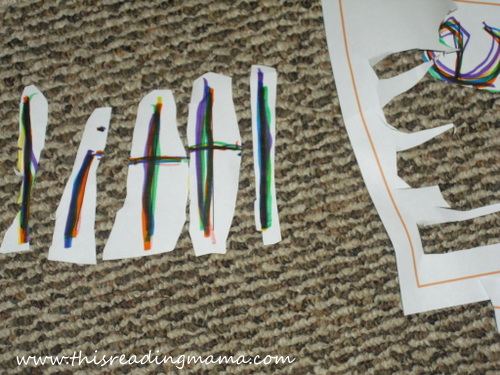 photo of cutting and rebuilding sight words