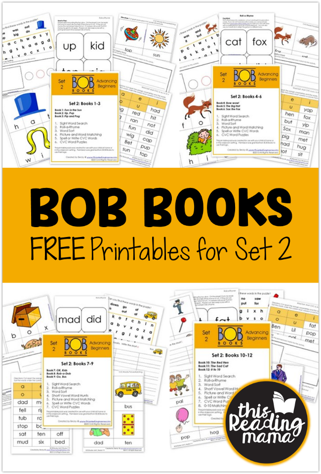 FREE BOB Books Printables for Set 2 - This Reading Mama