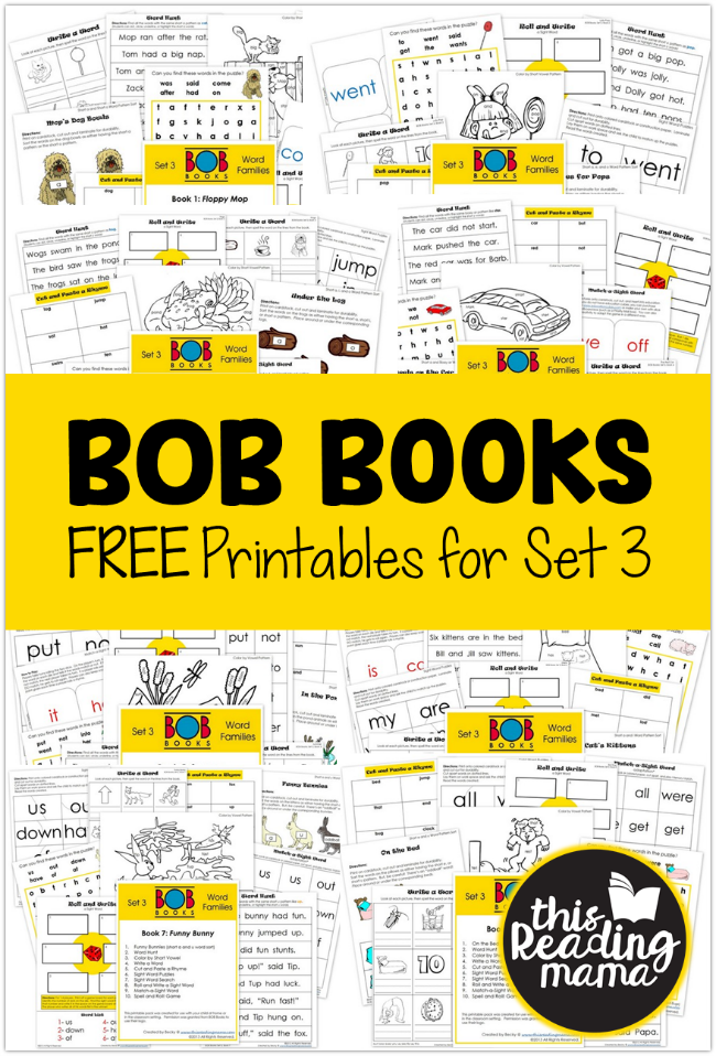 FREE Set 3 BOB Books Printables - This Reading Mama