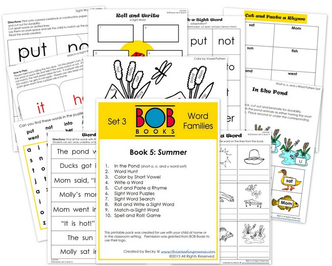 FREE BOB Book Printable Pack for Set 3 Book 5 | This Reading Mama