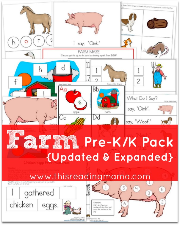 FREE Farm Pre-K-K Pack Updated and Expanded - This Reading Mama