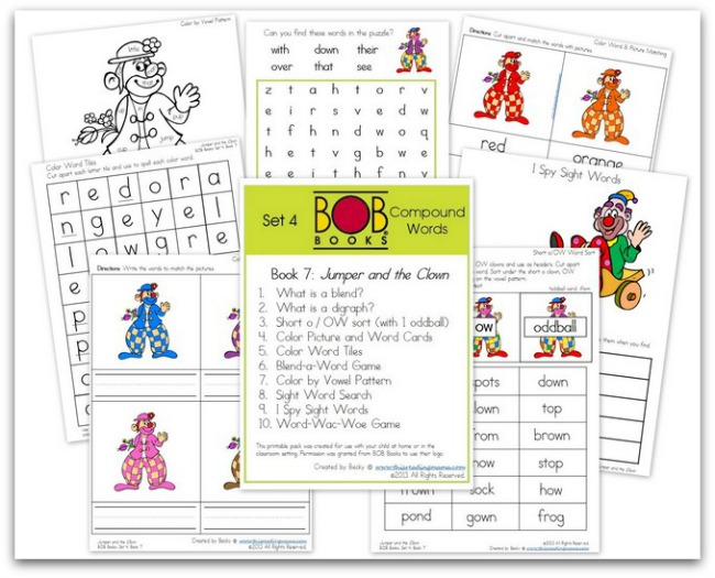 FREE BOB Book Printables for Set 4, Book 7 (Jumper and the Clown)
