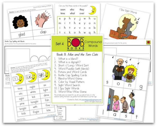FREE BOB Book Printables for Set 4, Book 8 (Max and the Tom Cats)
