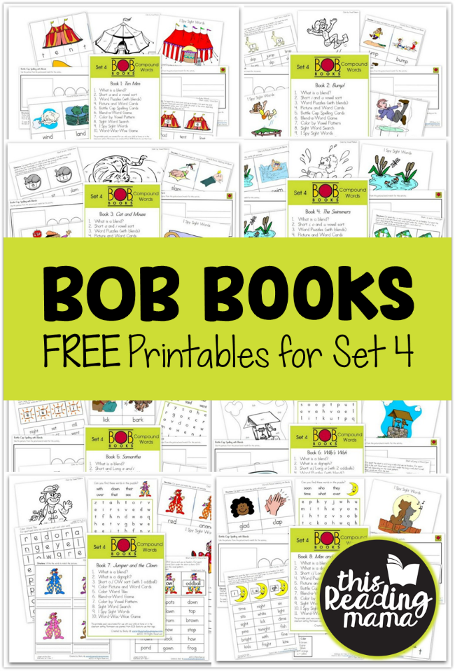 FREE BOB Books Printables for Set 4 - This Reading Mama