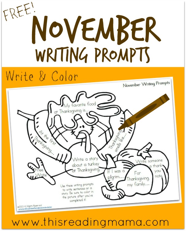 FREE November Writing Prompts - This Reading Mama