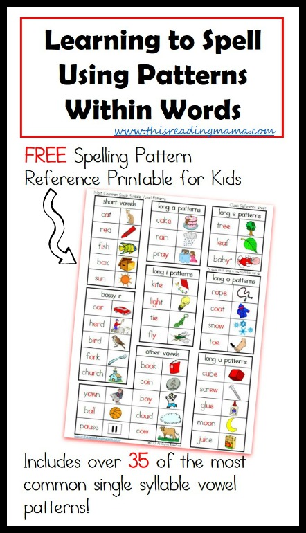 Learning to Spell Using Patterns Within Words {FREE Printable Included} | This Reading Mama