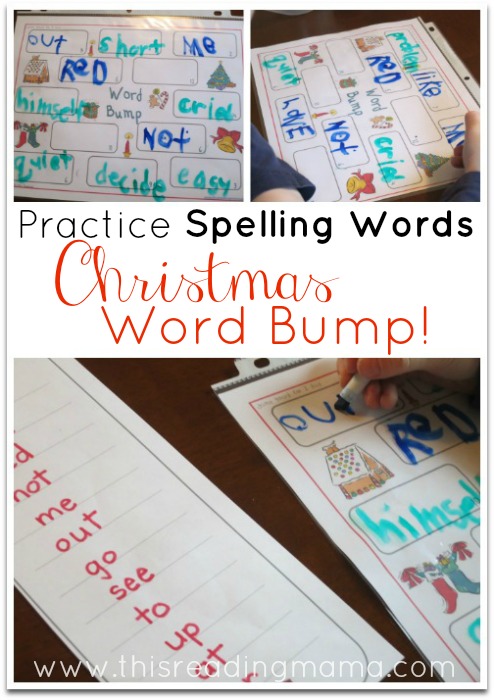 Practice Spelling Words with Christmas Word Bump | This Reading Mama