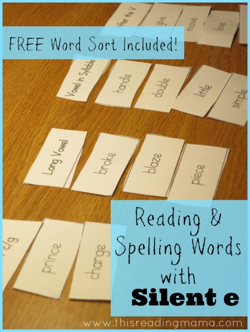 Reading and Spelling Words with Silent e (free word sort included) | This Reading Mama