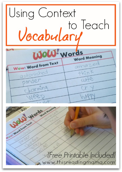 Wow! Words- Learning how to Figure out Word Meanings from Context Clues {free printable included}