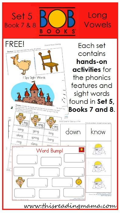 FREE BOB Book Printables for Set 5, Books 7 and 8 | This Reading Mama