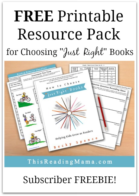 FREE Printable Resource Pack for Choosing "Just Right" Books | This Reading Mama