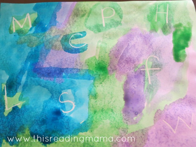crayon resist letter find for preschoolers