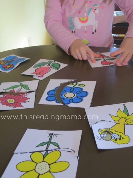 cutting practice with scissors - matching pictures like puzzles