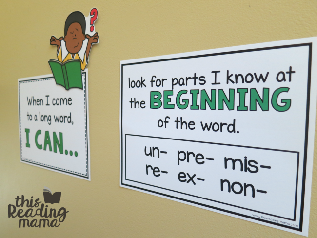 strategies for reading longer words wall set-This Reading Mama
