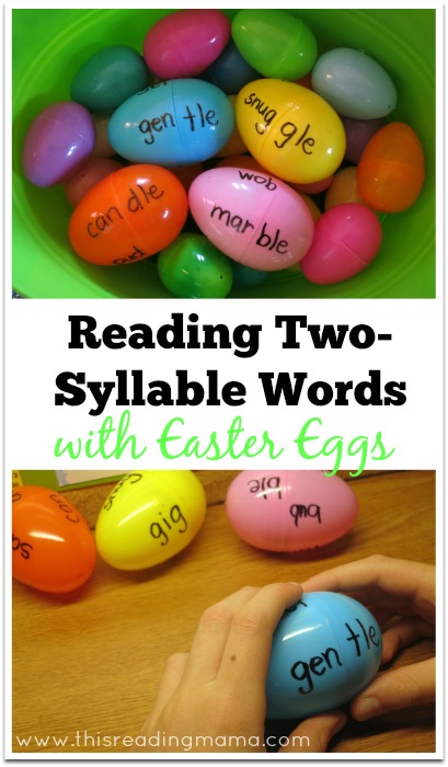Reading Two-Syllable Words with Easter Eggs {free printable included} | This Reading Mama