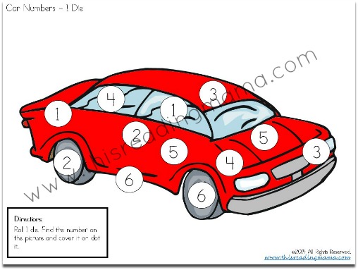 Do a Dot Number Pages for 1 Die example from Reading the Alphabet Bundle Pack