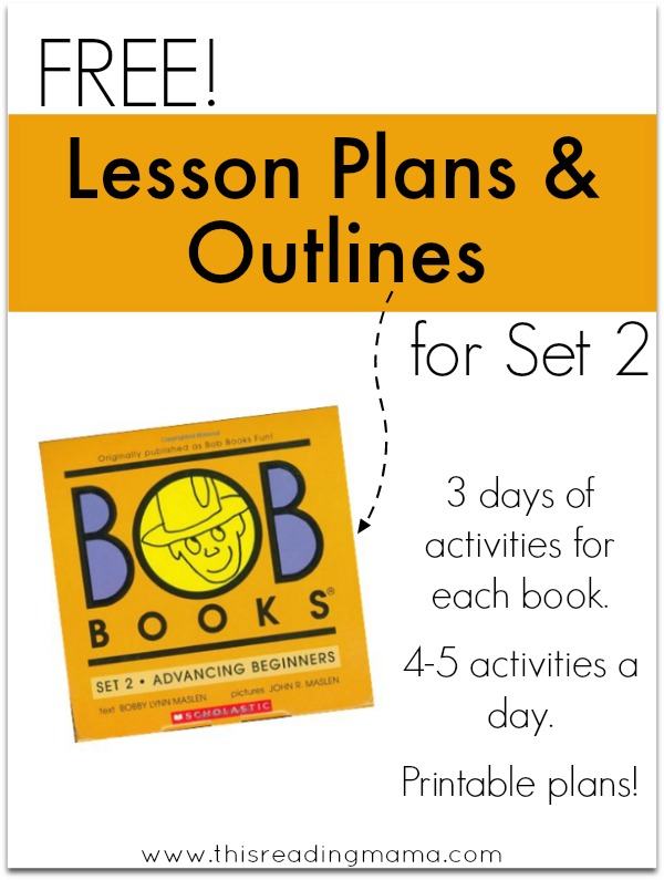FREE Lesson Plans and Outlines - Set 2 BOB Books - This Reading Mama
