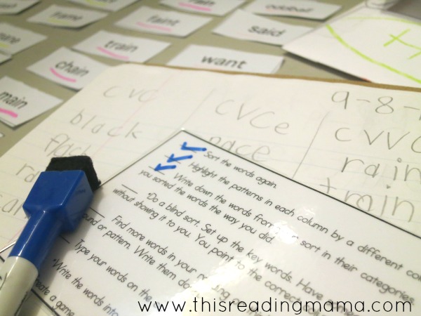 routine and activity cards for word study