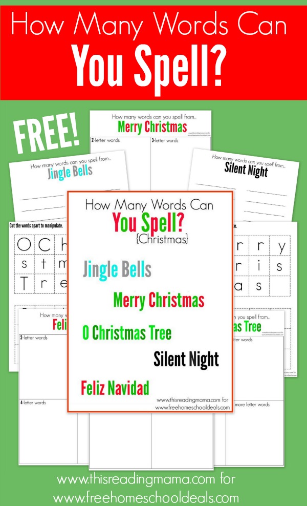 How Many Words Can You Spell - Christmas Edition for Free Homeschool Deals