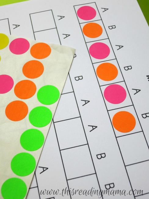modeling making patterns with dot stickers