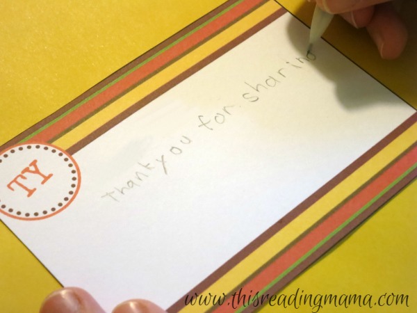writing thank you notes to other people