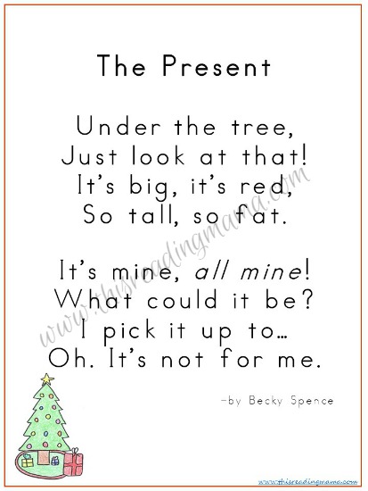 Christmas Poetry One-Page Reader by Becky Spence