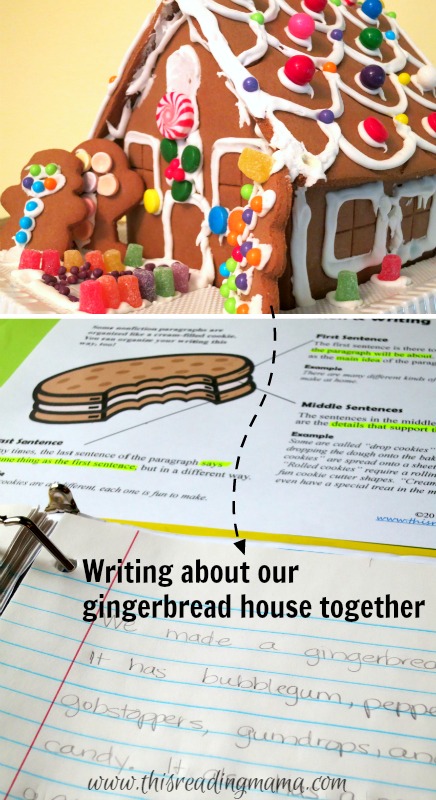 writing about our gingerbread house together