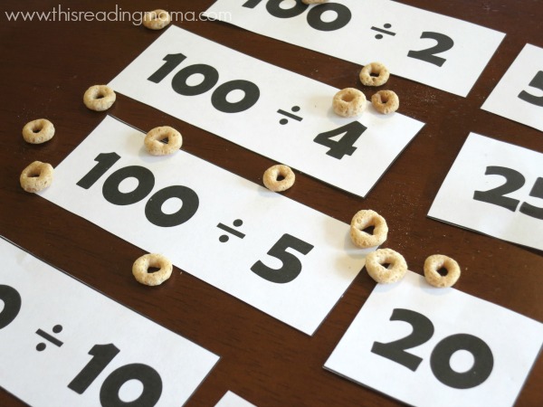 Division printables for 100 Hungry Ants